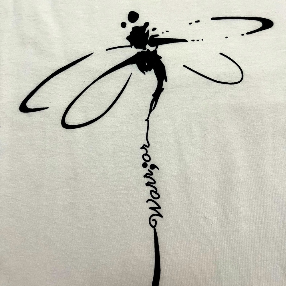 EUC White T-Shirt with “Tinkerbell” like or Black Dragonfly Design - S